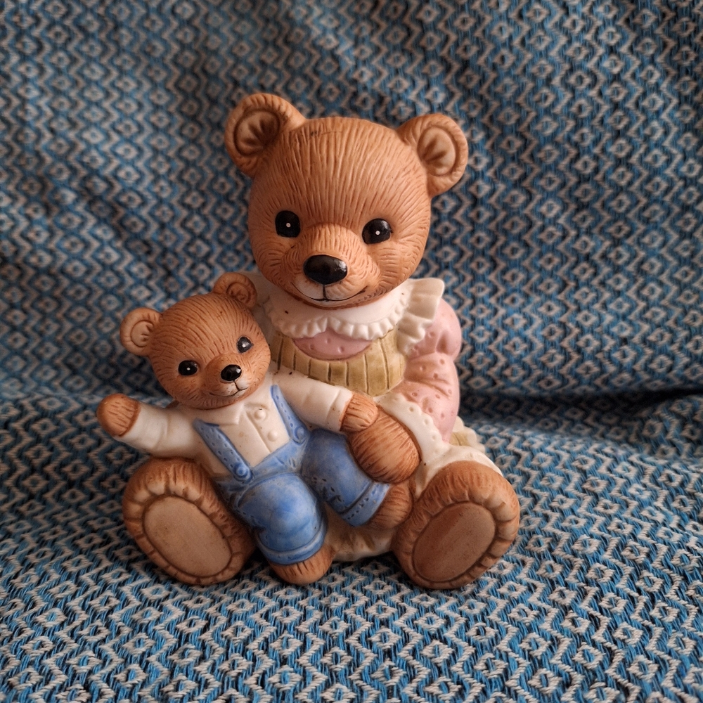 Homco Adorable Mama And Baby Bear Figurine Set